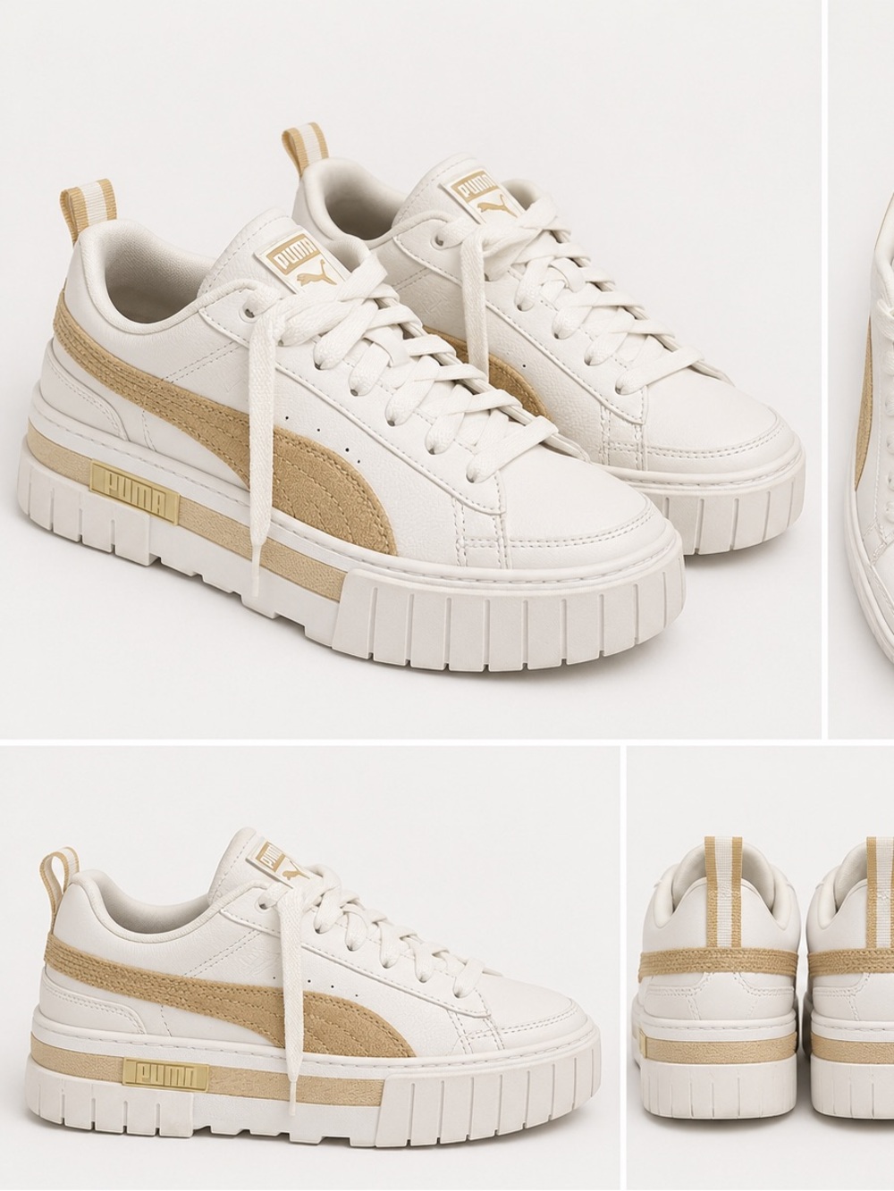 Puma Women's Cream & Tan Platform Sneakers